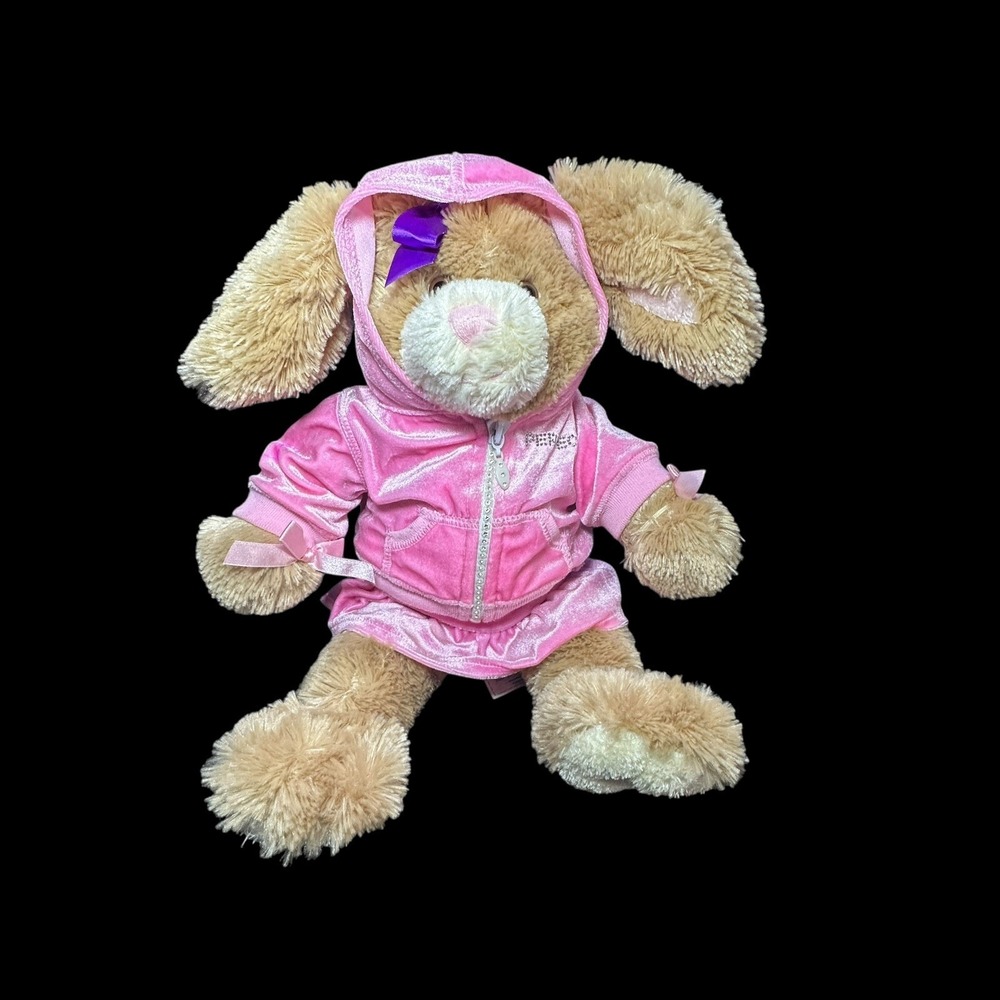 Brown Bunny Rabbit Build A Bear Plush  Posable Ear  20" Pink Hoodie & Skirt